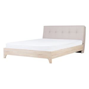 Manželská posteľ 180 cm BERGAMO (s roštom) (béžová + svetlé drevo). Akcia -21%. Vlastná spoľahlivá doprava až k Vám domov