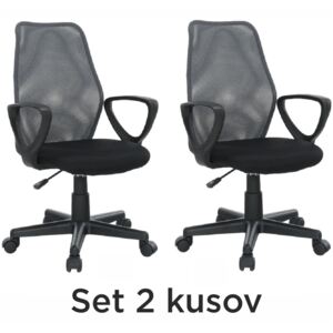 2 kusy, kancelárska stolička, sivá/čierna, BST 2010 NEW