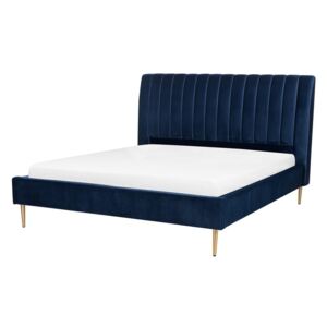Manželská posteľ 160 cm MASALA (s roštom) (modrá). Akcia -21%. Vlastná spoľahlivá doprava až k Vám domov