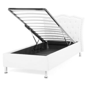 Jednolôžková posteľ 90 cm MATH (s roštom a úl. priestorom) (biela). Akcia -17%. Vlastná spoľahlivá doprava až k Vám domov