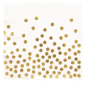 Biele papierové obrúsky zlaté bodky - 33 * 33 cm (20)