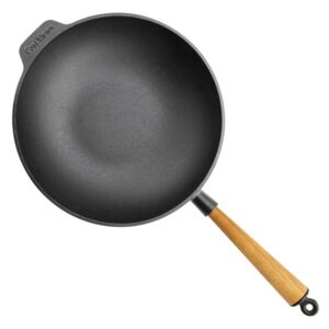 Liatinová panvica wok Carl Victor 30cm, svetlý buk Carl Victor