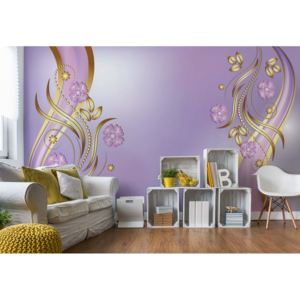 Fototapeta - Luxury Ornamental Floral Design Purple Vliesová tapeta - 250x104 cm