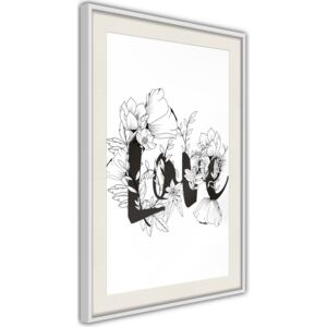 Bimago Zarámovaný obraz - Blossoming Love Biely rám s paspartou 40x60 cm