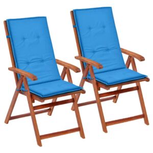 Modré sedáky na záhradné stoličky, 2 ks, 120x50x3 cm