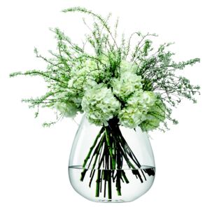 LSA Flower sklenená váza vypuklá, 38 cm, číra, Handmade