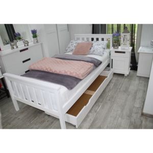 Vyvýšená postel IZA + rošt + matrace COMFORT, 120x200, bílá
