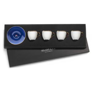 Turecký kávový set 4 šálkov s podšálkami, modrá - Selamlique