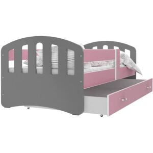 Detská posteľ HAPPY 160x80 farebná růžová-sivá