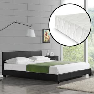 Corium® Moderná manželská posteľ - Barcelona - s matracom - čierna - 140 x 200 cm