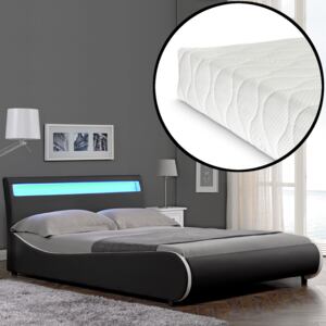 Corium® Moderná čalúnená posteľ 'Valencia' s matracom - čierna - 200 x 180 cm