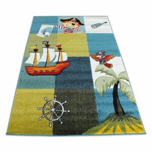 MAXMAX Dětský koberec Pirátská loď - modrý