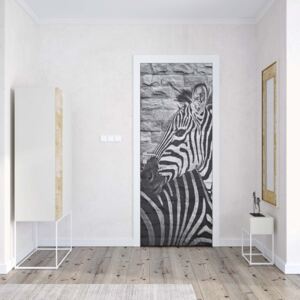 GLIX Fototapeta na dvere - Brick Wall Zebras