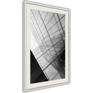 Bimago Zarámovaný obraz - Steel and Glass (Grey) Biely rám s paspartou 40x60 cm