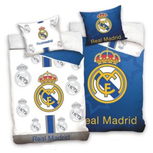 Carbotex Bavlnené obliečky Real Madrid Blue and White, 140 x 200 cm, 70 x 90 cm