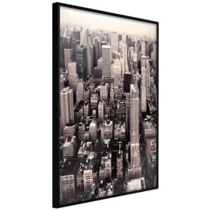 Bimago Zarámovaný obraz - New York from a Bird's Eye View Čierny rám 40x60 cm