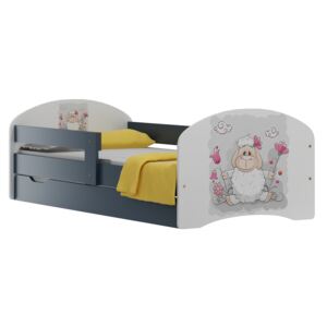 Detská posteľ so zásuvkami OVEČKA s kytičkou 140x70 cm