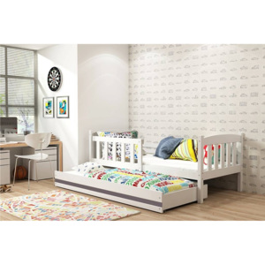 Detská posteľ s prístilkou FERDA, 80x190, biela/grafitová