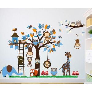 ZooYoo detská nálepka na stenu zvieratká - svet šibalstiev 186 x 95 cm
