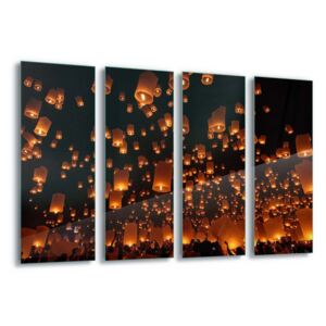 Sklenený obraz - Floating Lanterns by Vichaya 4 x 30x80 cm