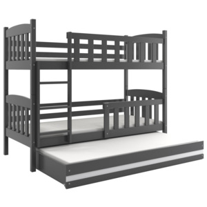 Poschodová posteľ s prístelkou - KUBO 3 - 190x80cm Grafitová - Biela