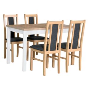 Rozkladací stôl so 4 stoličkami - AL08, Morenie: sonoma - L, Poťahové látky: 2 - Berlin 03, Farby nožičiek: biela