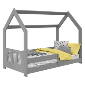 AMI nábytok Detská posteľ DOMČEK D5A 80x160cm masív sivá