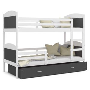 GL Mates biela MDF poschodová posteľ s úložným boxom Farba: Sivá, Rozmer: 190x80