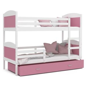 GL Mates biela MDF poschodová posteľ s úložným boxom Farba: Ružová, Rozmer: 190x80
