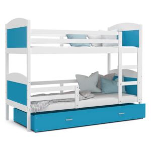 GL Mates biela MDF poschodová posteľ s úložným boxom Farba: Modrá, Rozmer: 190x80