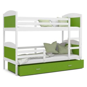 GL Mates biela MDF poschodová posteľ s úložným boxom Farba: Zelená, Rozmer: 190x80
