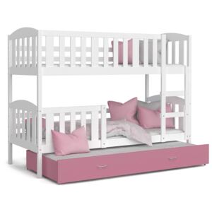 GL Poschodová posteľ pre 3 deti Jakub 3 Color Farba: Ružová, Rozmer: 190x80