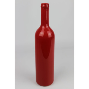 Červená keramická váza v tvare fľaše 32cm