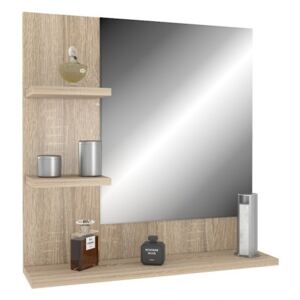 Lacné závesné zrkadlo s policami 60 x 60 cm - ľavostranné - Levé