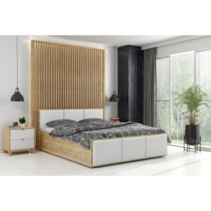 Široká posteľ (výklopná) PANAMAX ČALÚNENÁ 120x200cm DUB KRAFT (čalúnené čelá)