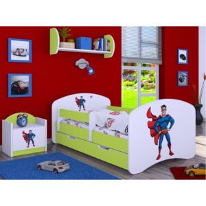 Detská posteľ so zásuvkou 180x90cm SUPERMAN - zelená