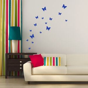 GLIX Sada motýľov - nálepky na stenu Modrá 95 x 10 cm