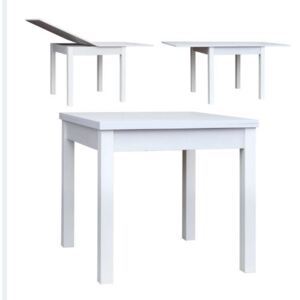 Veľký rozkladací jedálný stôl 80 x 80 cm Alaska bílá