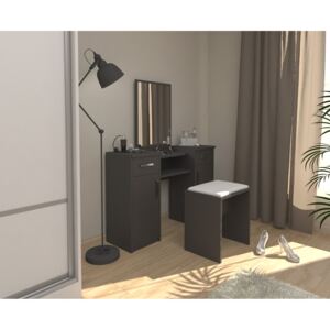 Zostava taburetka + toaletný stolík so zrkadlom Černá struktura