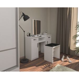 Zostava taburetka + toaletný stolík Lushe so zrkadlom Alaska bílá