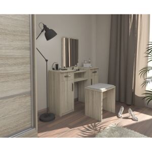 Zostava taburetka + toaletný stolík Lushe so zrkadlom Dub Sonoma