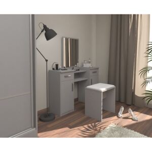 Zostava taburetka + toaletný stolík so zrkadlom Šedá