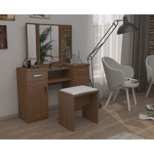 Moderná zostava taburetka + toaletný stolík s 3 zrkadlami Calvados