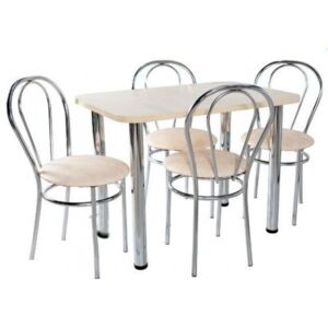 Jedálenský set 4 stoličky a stôl obdĺžnik 60 x 100 cm vanilka - 18D