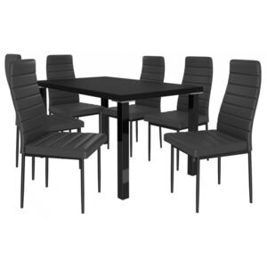 Moderný jedálenský stôl so stoličkami 6 + 1 Sisa max 10 Černá - Černá