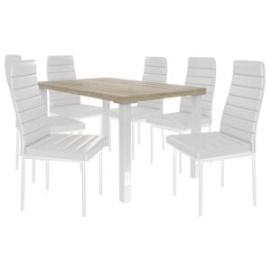 Moderný jedálenský stôl so stoličkami 6 + 1 Sisa max 19 Sonoma - Bílá
