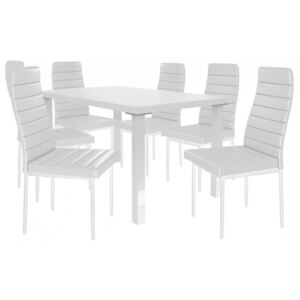 Moderný jedálenský stôl so stoličkami 6 + 1 Sisa max 01 Bílá - Bílá