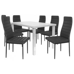 Moderný jedálenský stôl so stoličkami 6 + 1 Sisa max 02 Bílá - Černá