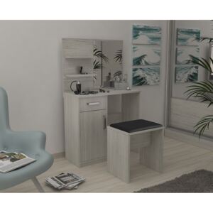 Zostava taburetka + toaletný stolík so zrkadlom a policami Dub bílý Monako