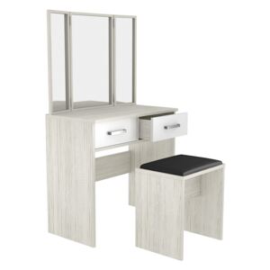 Zostava toaletný stolík s 3 zrkadlami + taburetka - kombinácia farieb - Alaska bílá